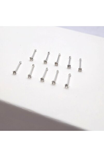 Set 925 Ayar Gümüş ( EKONOMİK 10 ADET )Yuvarlak Zirkon Taşlı 2,5 mm Hızma (10...