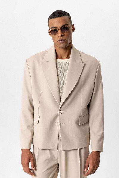 Antioch Beige Crop Fit Men's Blazer Jacket