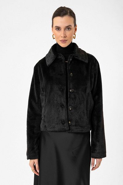 Antioch Women's Black Faux Fur Crop Coat