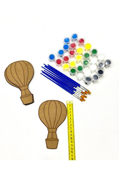 M&T WORKSHOP 10'lu Paket Ahşap Boyama Seti Uçan Balon Sıcak Hava Balonu Manda...