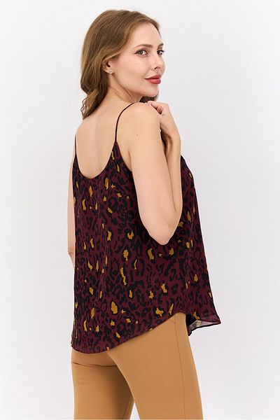 Bar III Women Scoop Neck Sleeveless Animal Print Top, Multicolor