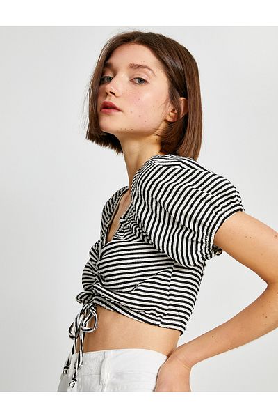 Koton Drawstring Crop T-Shirt