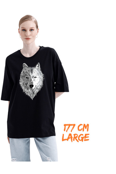 pxm Digital Printed 100% Cotton Unisex Regular T-Shirt - Wolf Design (Pxm)
