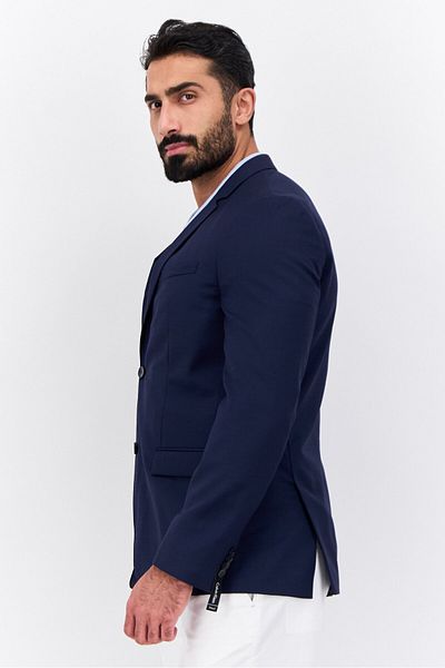 Calvin Klein Men Fitted Solid Semi-formal Blazer, Navy Blue