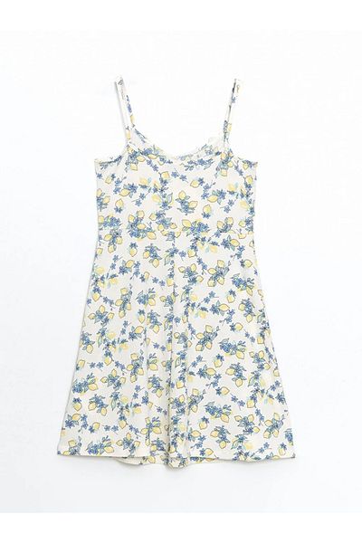 LC Waikiki Lcw Comfort Yellow Square Neck Printed Women's Dress