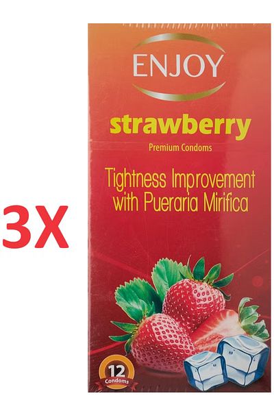 Soma Pack of 3 Premium Strawberry Condoms, 12 Count