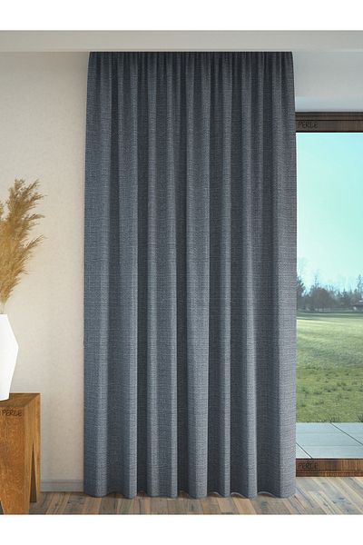 Perle Dark Indigo Linen Extraphore Background Curtain - Drawstring