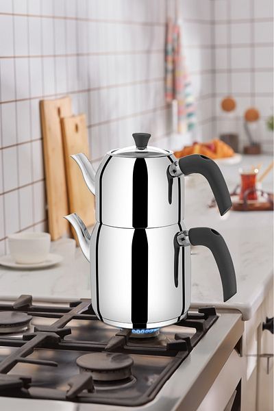 YUNUSOĞLU HOME Hanzade Family Size Steel Teapot