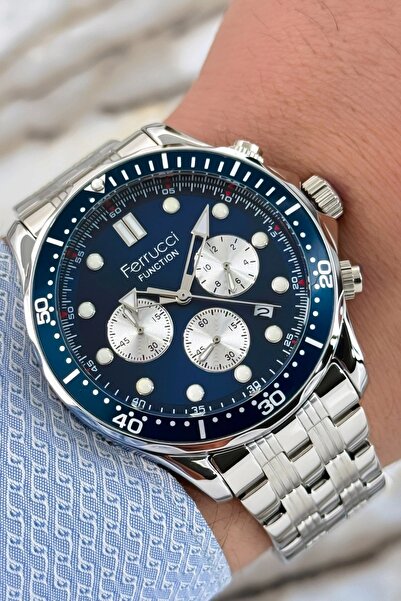 Ferrucci Function Gümüş Renk Çelik Kordon&Kasa Erkek Kol Saati 3 ATM+Bileklik...