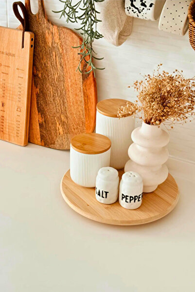 Woodcept. Döner Stantlı Pizza, Pasta, Kek Bambu Sunum Tabağı Tahtası, Bambu D...