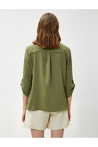 Koton Μπλούζα γιακά μανίκια Διπλωμένα