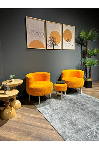 RUSTİKEVDECORART Çay Seti Ikili Koltuk ve Berjer Sehpa Puf Takımı Salon, Balk...