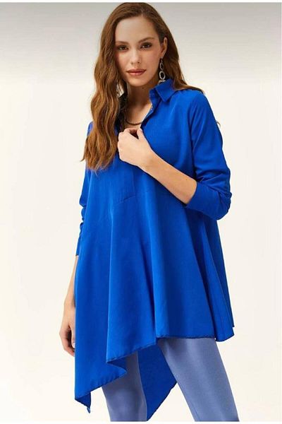 Pasaklı Giyim Rochie lungă de cămașă cu tunică portocalie din Tericoton, potrivită pentru hijab asimetric pentru femei 4912230