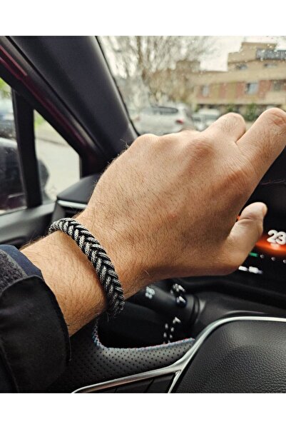 ES esjewelrygümüş kalın oksitli el örme gümüş bileklik