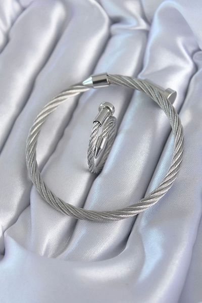 Store 316L Steel Silver Color Spiral Model Men's Bracelet Ring Combination