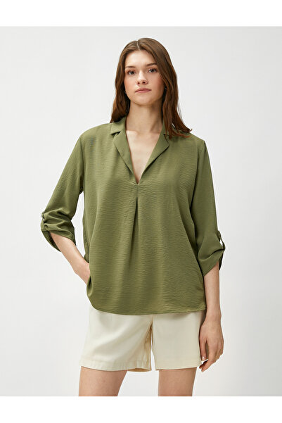 Koton Μπλούζα γιακά μανίκια Διπλωμένα