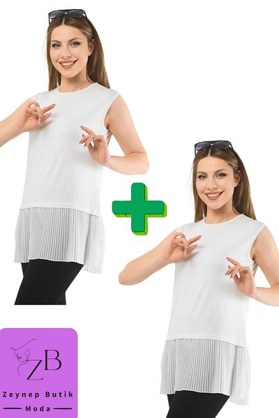 Zeynep Butik 1387 Model 2 Pack Pleated Lingerie Tunic