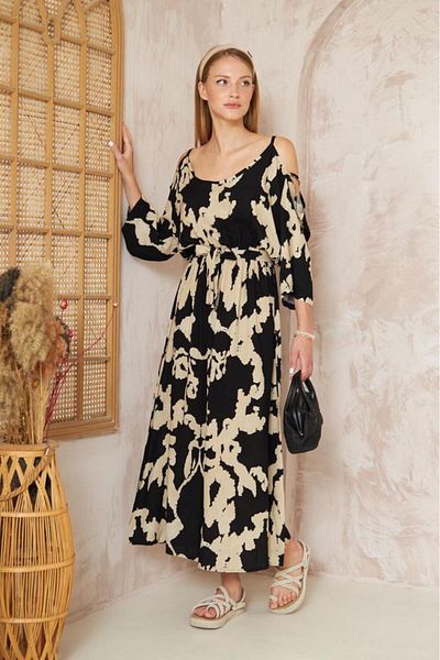 Pasaklı Giyim Rochie de damă, cu centură elastică în talie, cu umeri decoltați, lungă, din viscoză 3628300