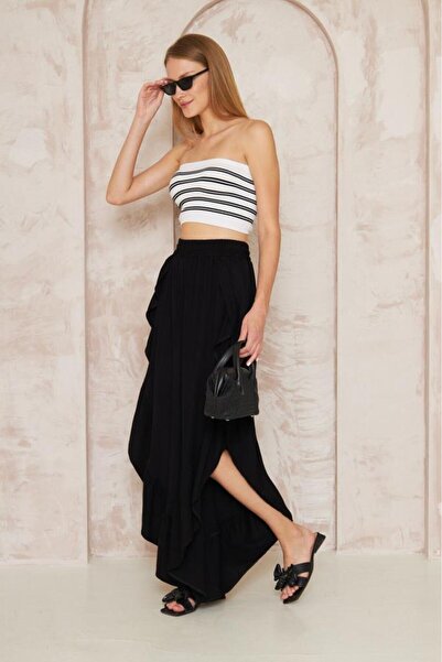 Pasaklı Giyim Kadın Otantik Beli Lastikli Yırtmaçlı Salaş Şalvar Etek Bohem P...