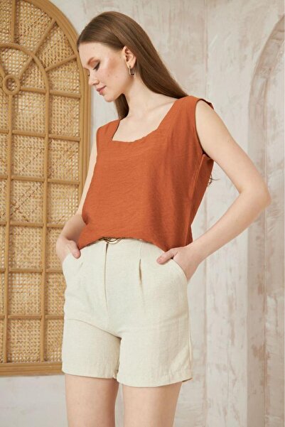 Pasaklı Giyim Cămașă casual de vară, cu mânecă scurtă, cu guler pătrat, cu br...