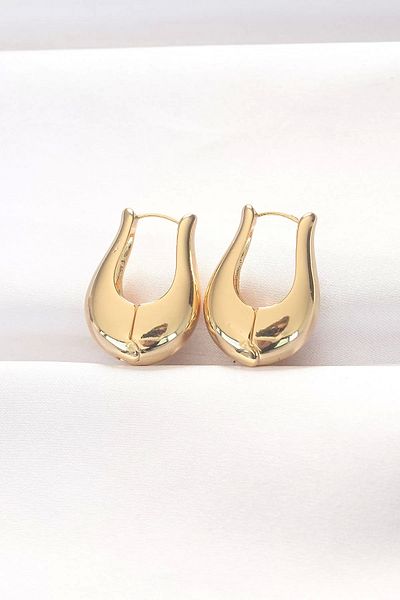 Clariss أقراط نحاسية ذهبية اللون منحنية