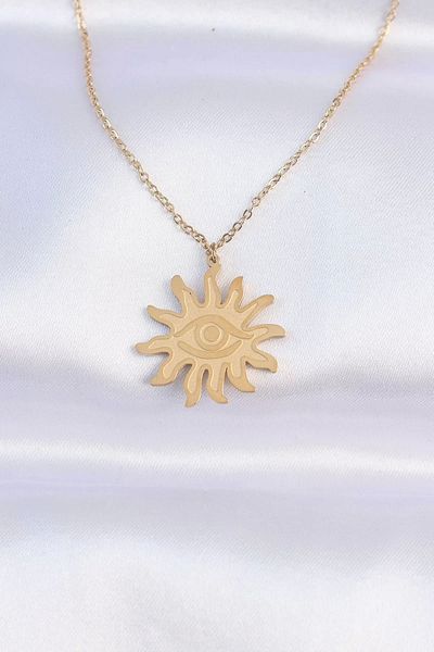 Clariss 316L Steel Chain Gold Color Eye Sun Design Necklace