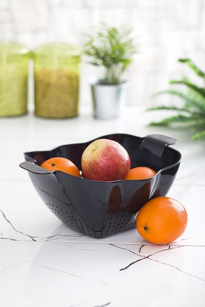DervisIN Acrylic Black Pasta Strainer & Vegetable Fruit Strainer Black (32 * 23 cm)