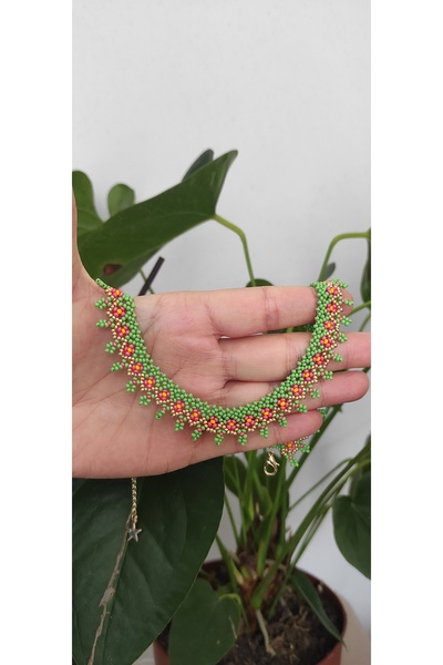 shop EL YAPIMI YEŞİL YAKA KOLYE
