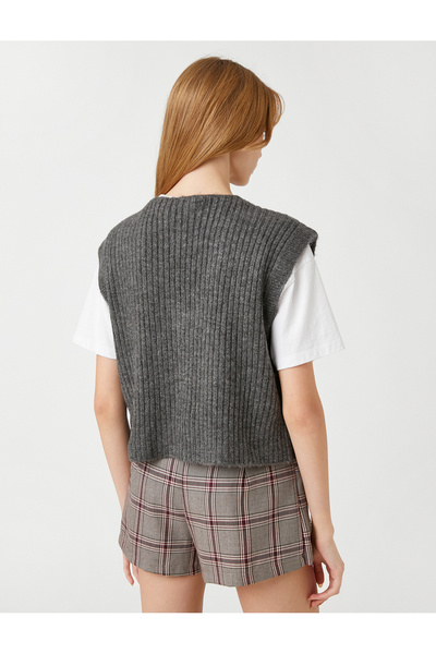 Koton Pulover tricotat cu decolteu în V împletit cu model