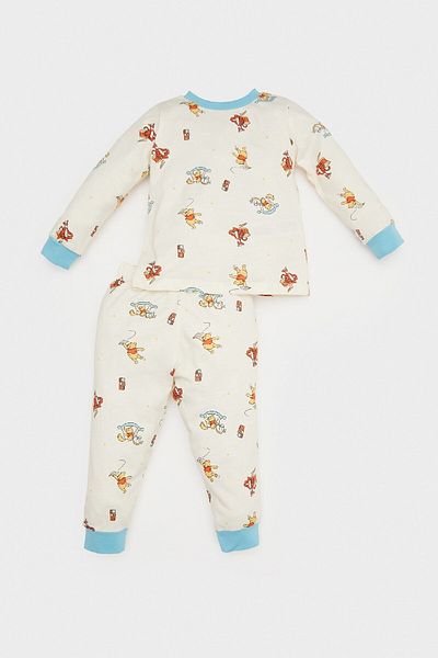 DeFacto Σετ πιτζάμες Disney Winnie The Pooh Baby Boy - Μακρυμάνικο χτενισμένο βαμβακερό μπλουζάκι και κάτω μέρος E0755A525S