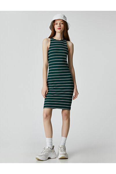 Koton Midi Elbise Kolsuz Bodycon Halter Yaka Dar Kesim