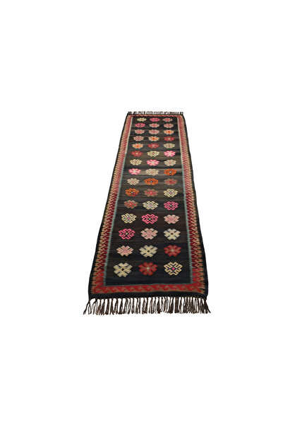 Zehra Abla Halı El Dokuma Seçkin Çiçekli Kirman Karabağ Yolluk Yün Kilim 5649