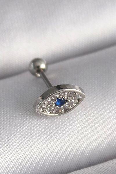 Clariss 316L Steel Silver Color Zircon Stone Eye Tragus Piercing