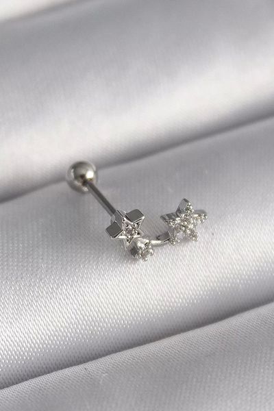 Clariss 316L Steel Silver Color Zircon Stone Star Tragus Piercing
