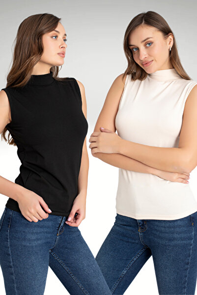 Orly More Kadın  Likralı 2'li Kolsuz Bluz Body