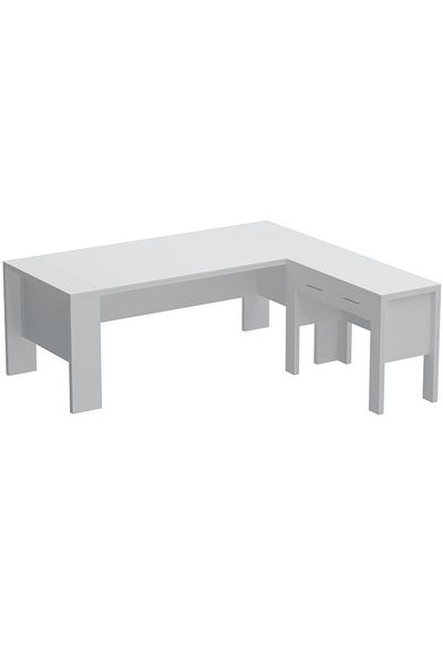 Mahmayi Moderno A01 L-Shaped Workstation Executive Desk with 2 Drawers for Office-White
