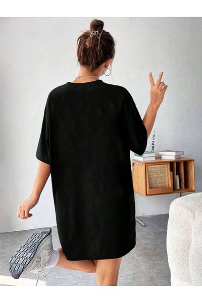 Revasser Women's Milano Custom Printed Colorful Long Basic Dress Oversize T-Shirt
