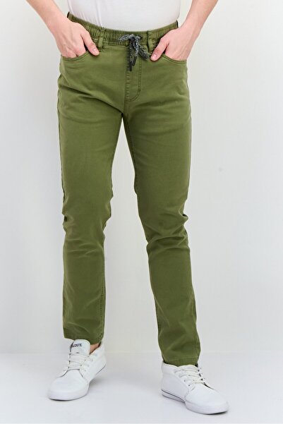 Civil Society بنطال رجالي ضيق مطاطي بقصّة عادية، زيتوني