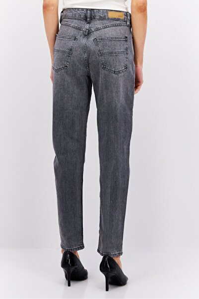 Esprit Women Mom Fit Washed Stretchable Jeans, Grey