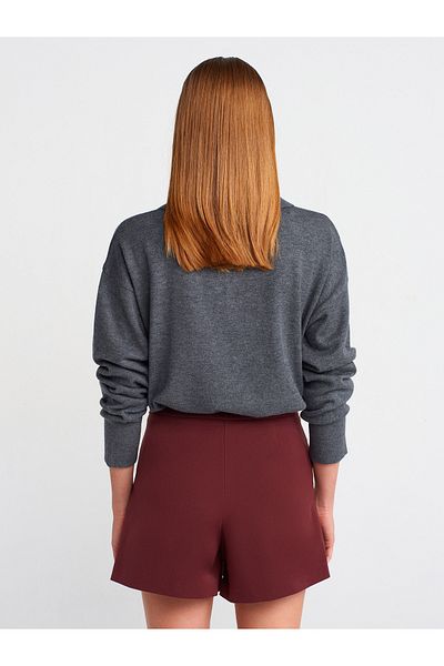 Dilvin 81057 Fusta scurtă plisată groasă roșu Claret
