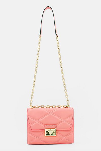 Michael Kors Women Quilted Leather Crossbody Bag 19 H x 23 L x 6 W cm, Pink
