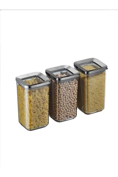 VİP AHMET Vip Ahmet 3X1200Ml Smoked Square Storage Container - 371