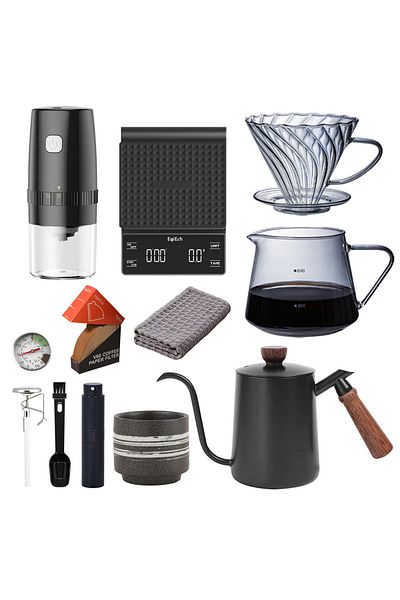 EqiEch V60 Pour Over Coffee Maker Set,Cordless Electric Coffee Grinder,Hand Brew Coffee Machine