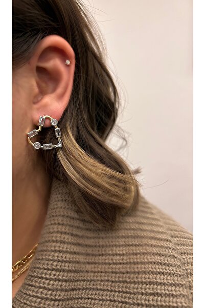 luxyansımalar Brand Model Stone Heart Earrings