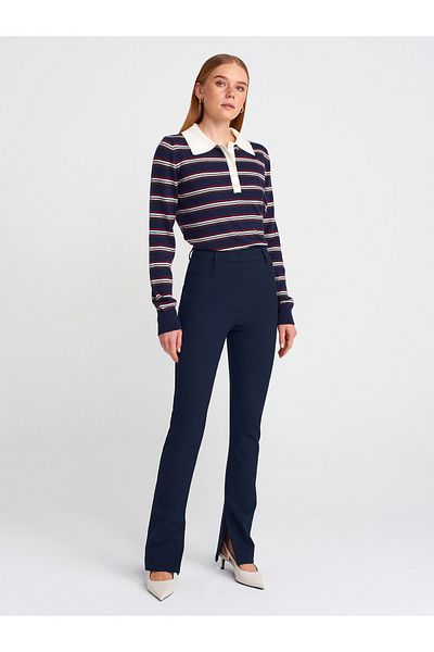 Dilvin 71611 Pantaloni drepti-albastru închis