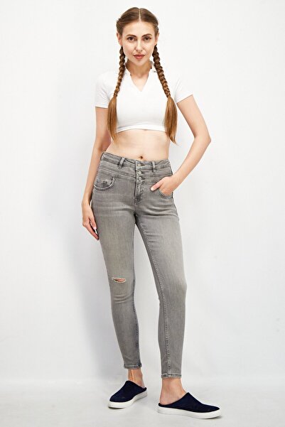 Esprit Women Skinny Fit High Rise Stretchable Denim, Grey