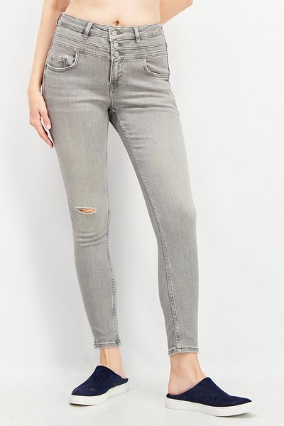 Esprit Women Skinny Fit High Rise Stretchable Denim, Grey