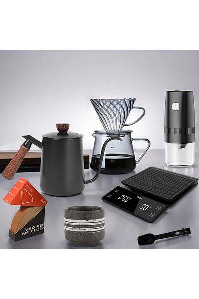 EqiEch V60 Pour Over Coffee Maker Set,Cordless Electric Coffee Grinder,Hand Brew Coffee Machine