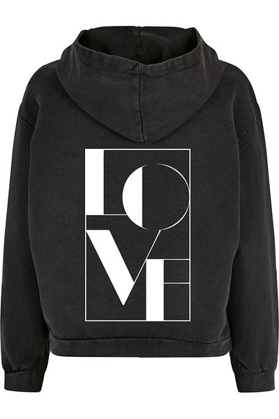 Merchcode Übergroßer Kapuzenpullover „Ladies Love“ mit Acid-Wash