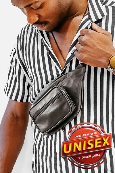 Derideposu Genuine Leather Black Freebag - Waist Bag & Crossbody